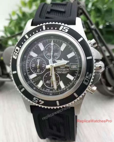 Check Breitling Superocean Chronograph Price List - Stainless Steel Black Rubber Band